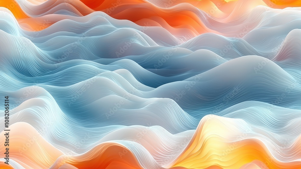 Fototapeta premium Vibrant abstract waves: dynamic orange and blue gradient flow