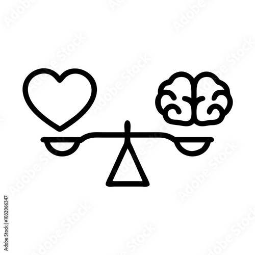 Heart and brain balance icon representing emotional and rational equilibrium