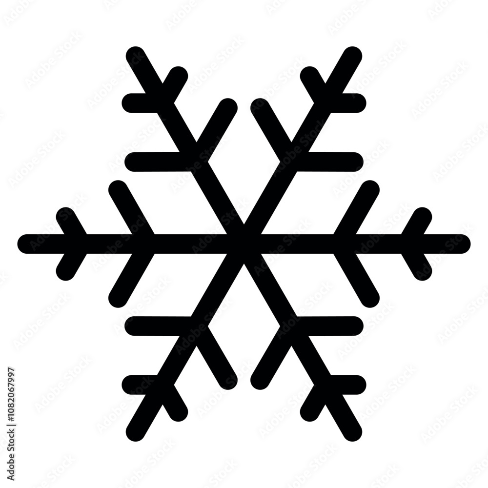 Obraz premium snowflake silhouette symbol icon shape, black and white vector illustration of snow flake