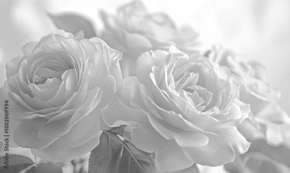 Fototapeta premium A close up of three white roses