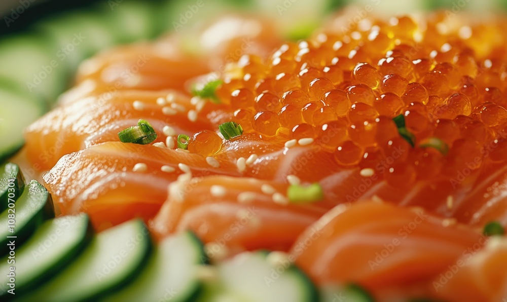 A plate of sushi with a lot of cucumbers and a lot of wasabi A plate of sushi with a lot of cucumbers and a lot of wasabi