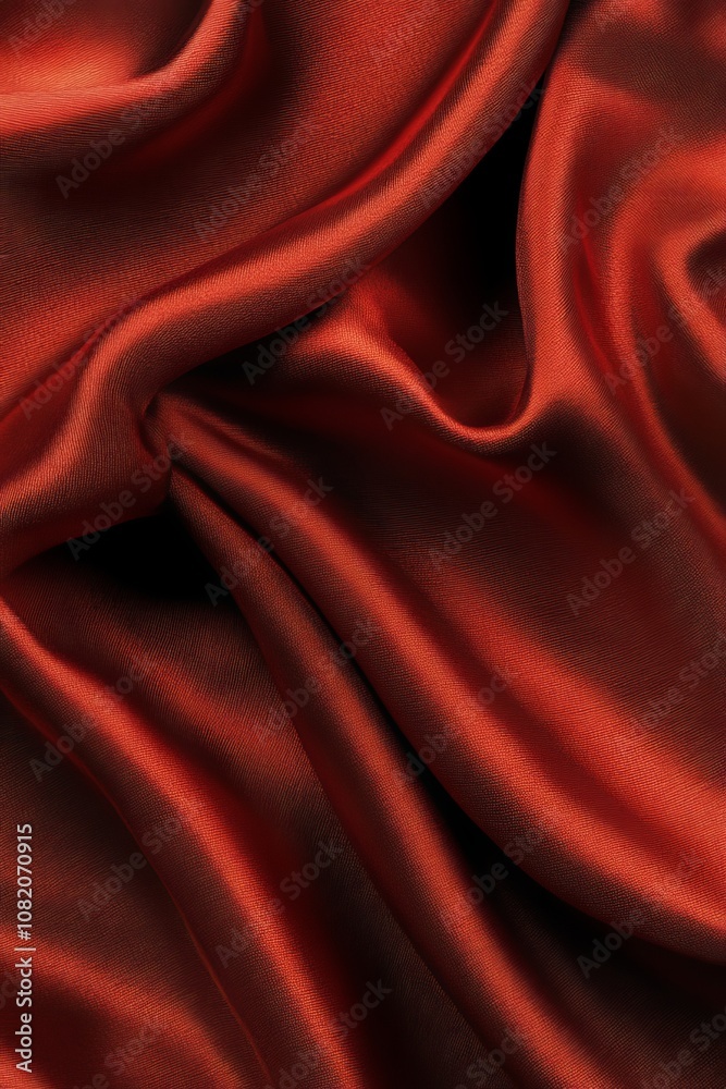 Fototapeta premium Luxurious red satin fabric is perfect for fashion, drapery, and home decor. Its soft texture and vivid color enhance any design, making it an essential material for many applications