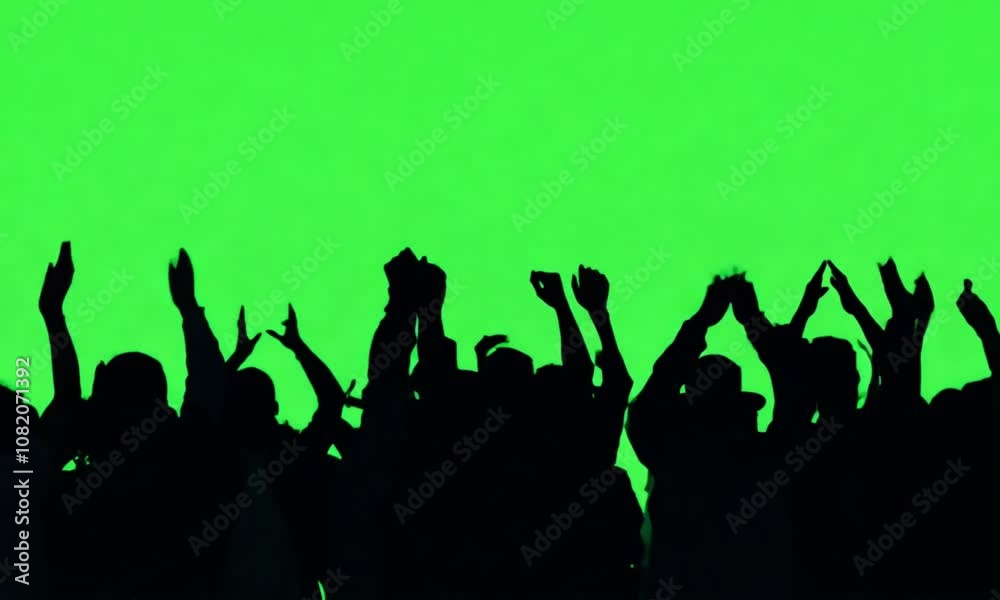 Joyful Group Silhouette Holding Hands in a Dance Animation on green screen Joyful Group Silhouette Holding Hands in a Dance Animation on green screen