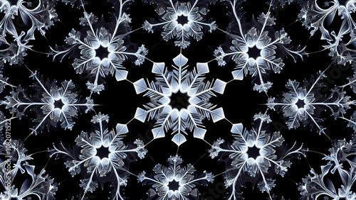 Perfect Symmetry of Nature: A Unique Snowflake in a Cold Winter Atmosphere with Crystalline Structure and Delicate Details, Captured through Macro Photography with Bokeh Effect 