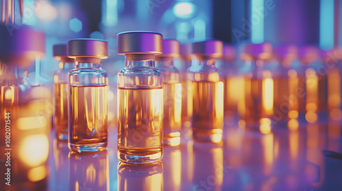 Detailed shot of insulin vials and syringes on a sterile surface.