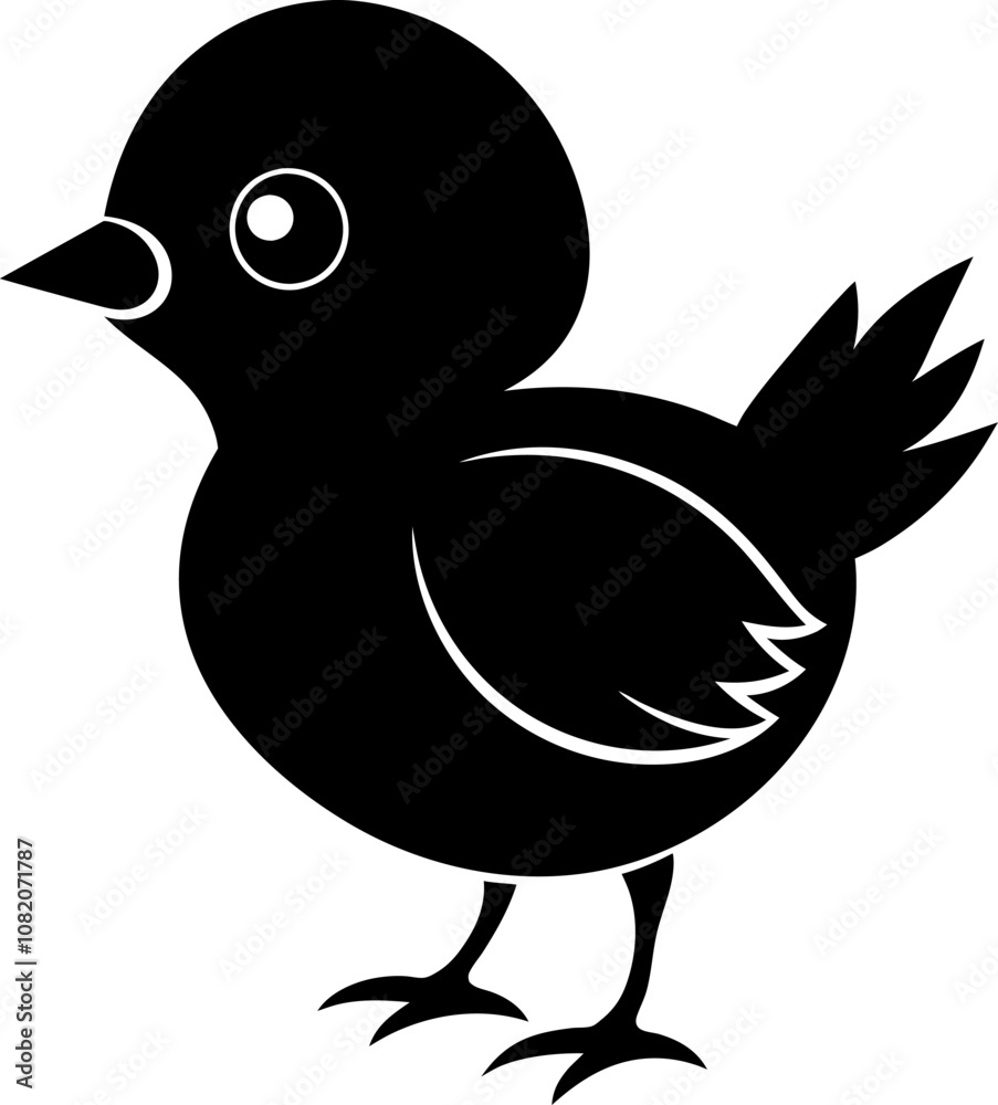 Obraz premium Silhouette of little chicken icon vector style Illustration. 