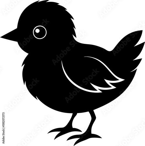Silhouette of little chicken icon  vector style Illustration. 