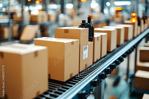 Wallpaper Mural Photo - Cardboard Boxes on Conveyor Belt in Warehouse Torontodigital.ca