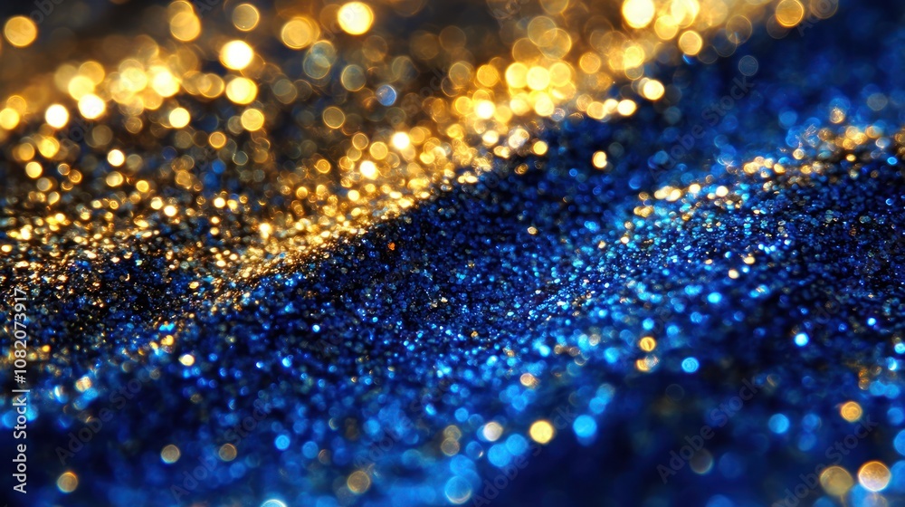 Shimmering blue and gold glitter background. Shimmering blue and gold glitter background.