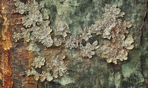 A tree trunk covered in moss photo