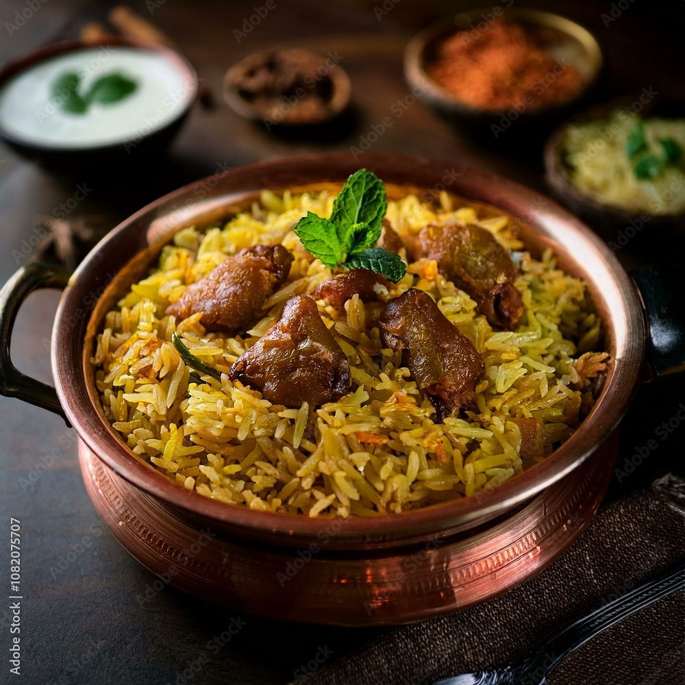 Biryani – Fragrant rice dish from South Asia, often paired with meat and spices Biryani – Fragrant rice dish from South Asia, often paired with meat and spices