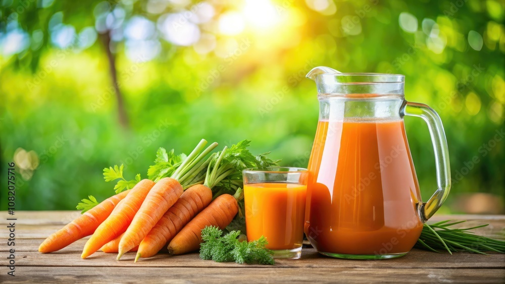 Enjoy fresh carrot juice in a pitcher and glass, made from vibrant carrots. A healthy, refreshing drink for a nourishing lifestyle and delicious hydration. Enjoy fresh carrot juice in a pitcher and glass, made from vibrant carrots. A healthy, refreshing drink for a nourishing lifestyle and delicious hydration.