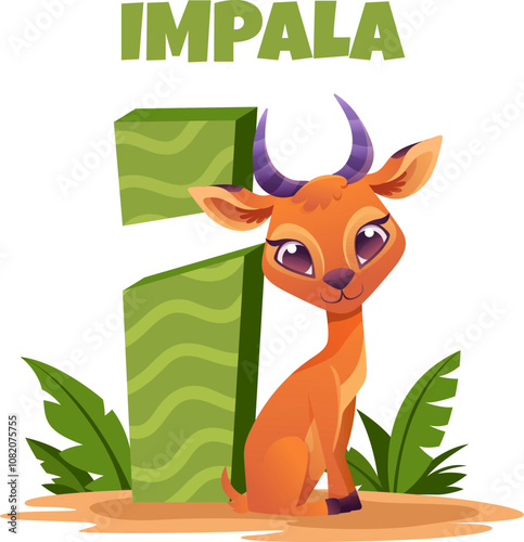 IMPALA - Cartoon Impala Character with Number One