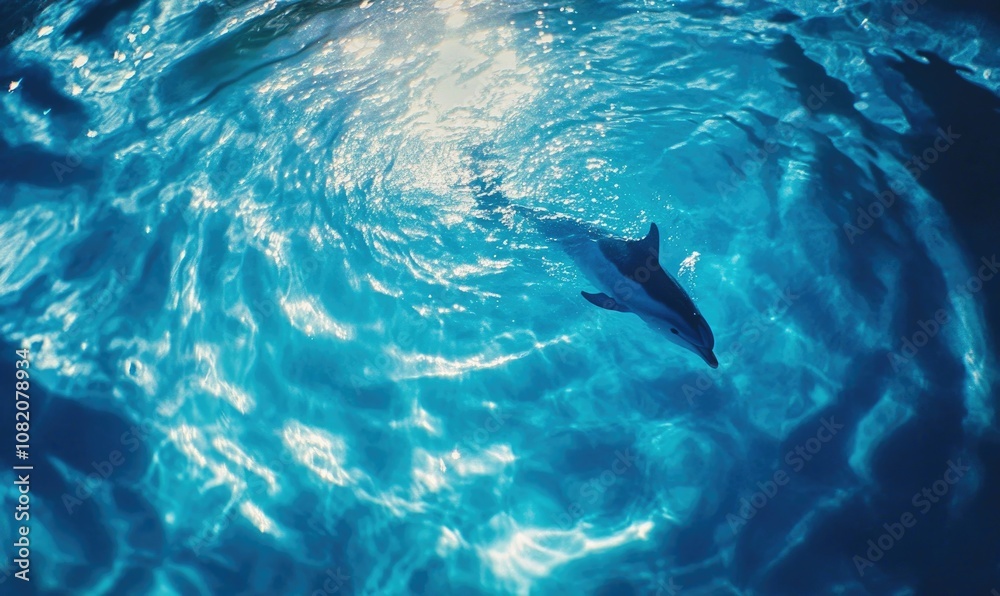Fototapeta premium A dolphin is swimming in the ocean