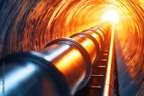 Underground utility cables neatly arranged in a modern tunnel, showcasing advanced infrastructure design and energy distribution systems