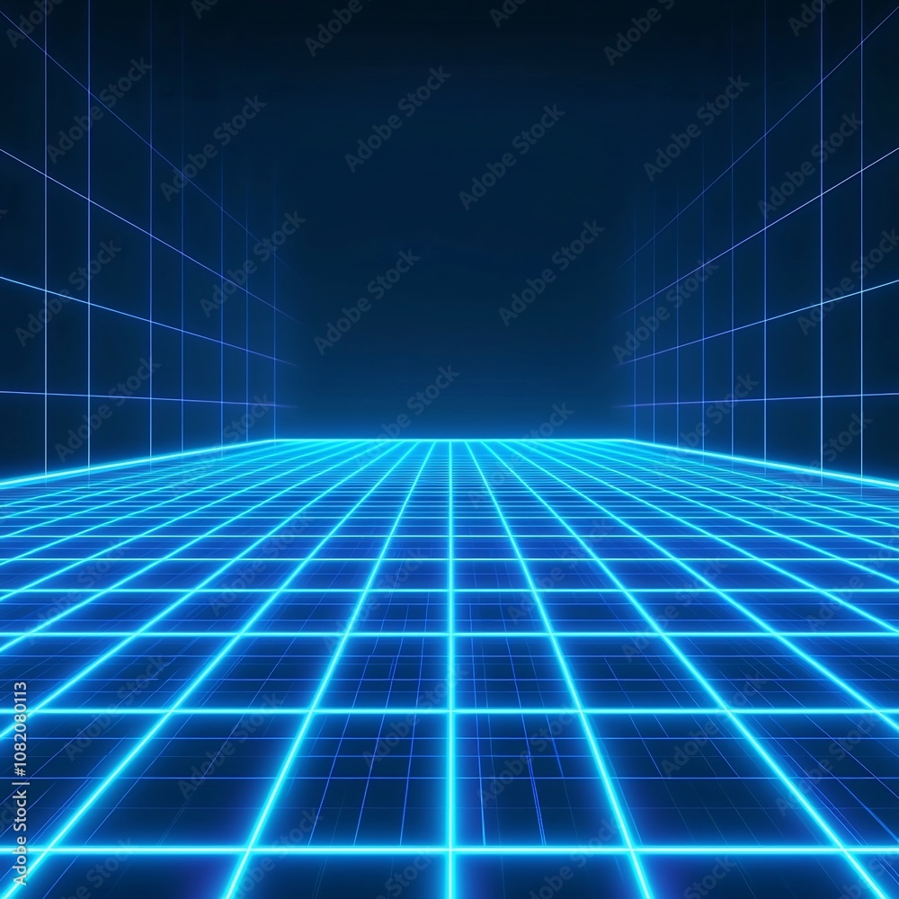 Glowing Neon Digital Grid Background for Futuristic Product Concept Display Glowing Neon Digital Grid Background for Futuristic Product Concept Display