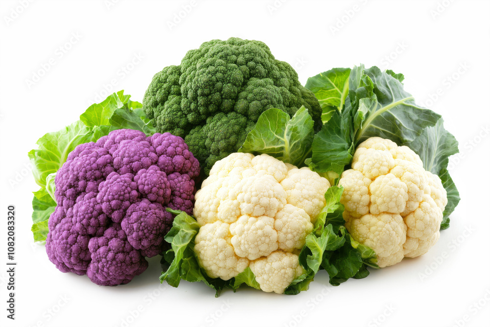 Multi-colored Cauliflower isolated on white Multi-colored Cauliflower isolated on white