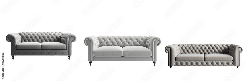 Obraz premium Elegant Grey Tufted Sofa Collection for Elegant Spaces
