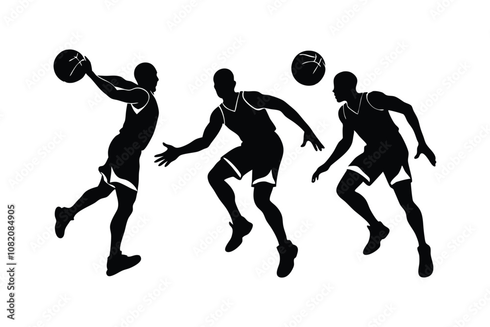 Basketball Player Silhouette Vector Illustration - Dynamic Sports Icon for Athletic Motion, Dunking, and Competitive Game Art Basketball Player Silhouette Vector Illustration - Dynamic Sports Icon for Athletic Motion, Dunking, and Competitive Game Art