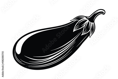 Eggplant Silhouette Vector Illustration - Minimalist Design for Organic Produce, Healthy Cooking, and Farm-To-Table Art