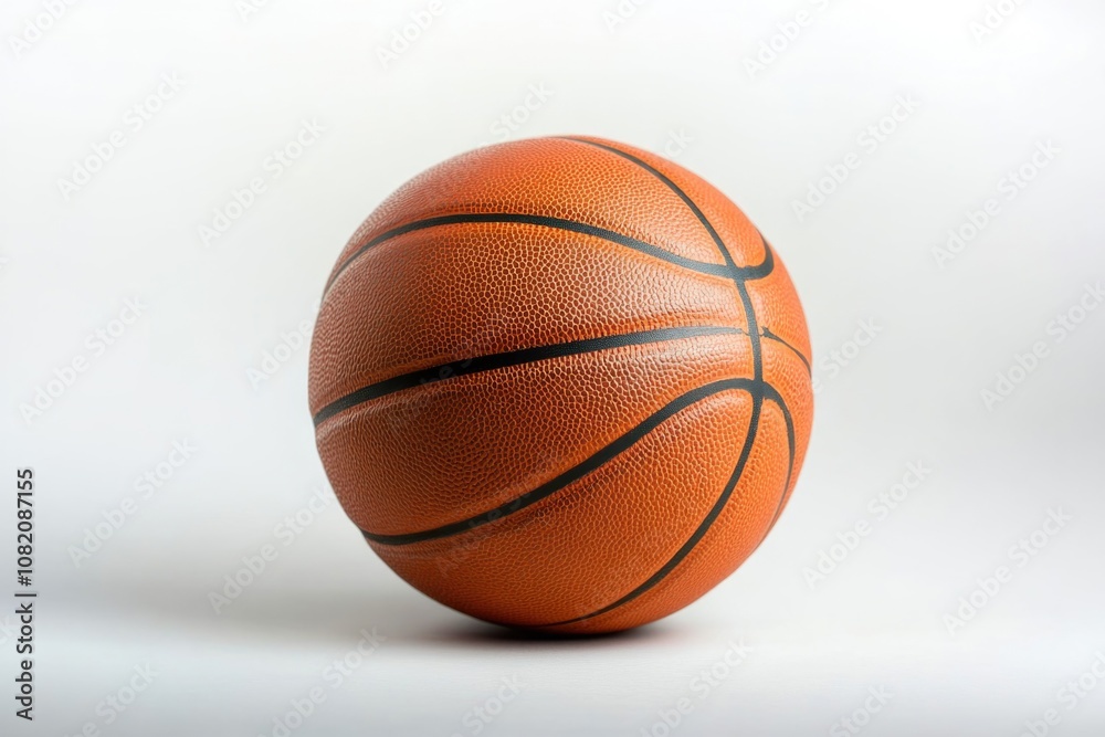 A close-up shot of a basketball on a white surface, great for sports-themed designs and illustrations A close-up shot of a basketball on a white surface, great for sports-themed designs and illustrations