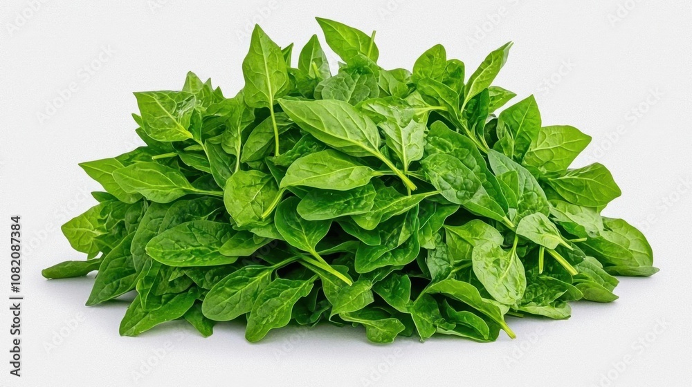 Obraz premium A photostock of freshly picked spinach leaves in a pile on isolated on transparent PNG background, High Quality.
