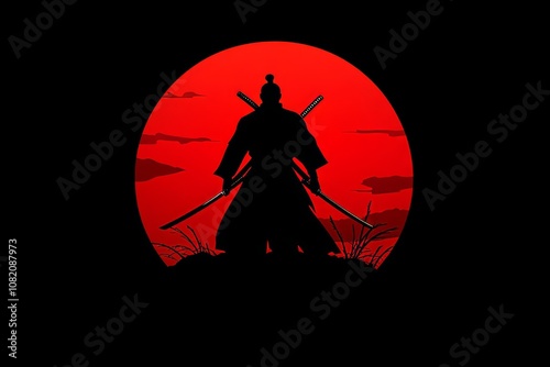 The Samurai logo icon demonstrates a Japanese warrior wearing a helmet, a silhouette of a fighter, an ancient soldier's head, and a katana. photo