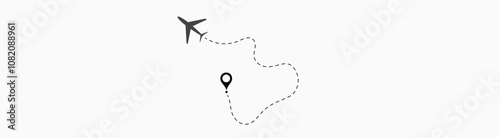 Airplane line path vector icon of air plane