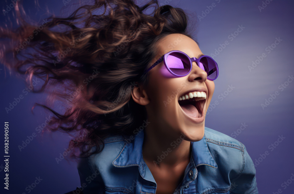 Motivating advertisement woman with flowing hair that inspires a dream of happiness, freedom, and wellness Motivating advertisement woman with flowing hair that inspires a dream of happiness, freedom, and wellness