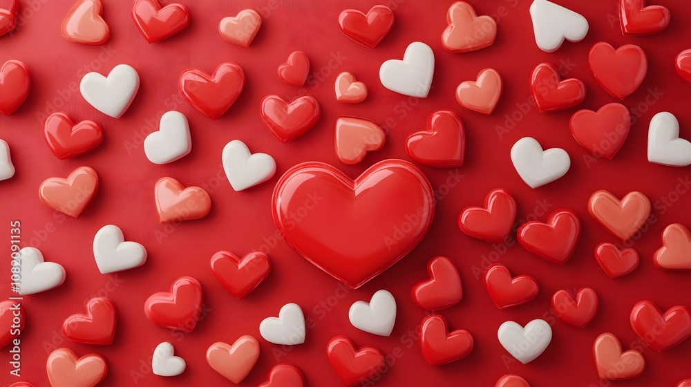 3d floating heart icon for social media background, Valentine Day theme. 3d rendering