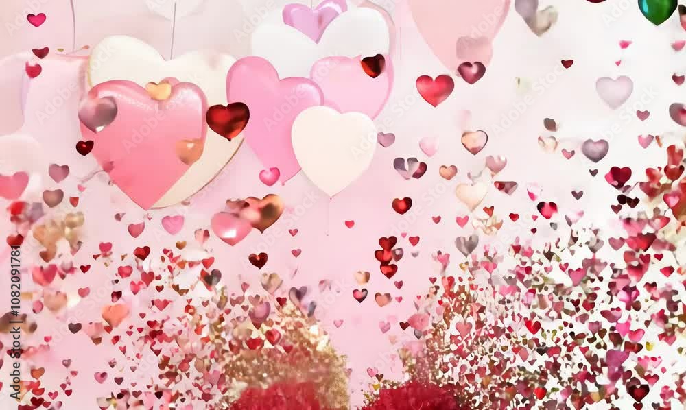 colorful heart explosion celebration for valentine's day
