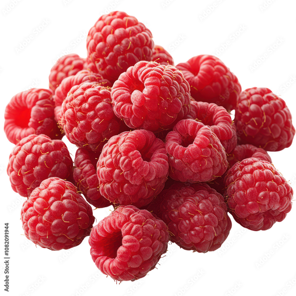 Vibrant Ripe Raspberry Berries Placed Elegantly on a White Background Perfect for Food Photography and Creative Culinary Projects Vibrant Ripe Raspberry Berries Placed Elegantly on a White Background Perfect for Food Photography and Creative Culinary Projects