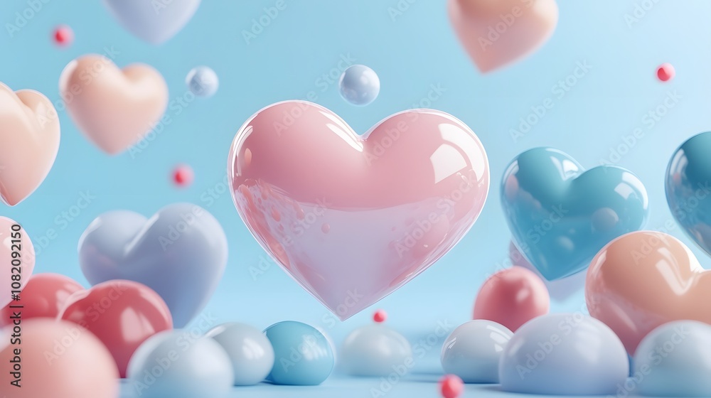 3d floating heart icon for social media background, Valentine Day theme. 3d rendering 3d floating heart icon for social media background, Valentine Day theme. 3d rendering