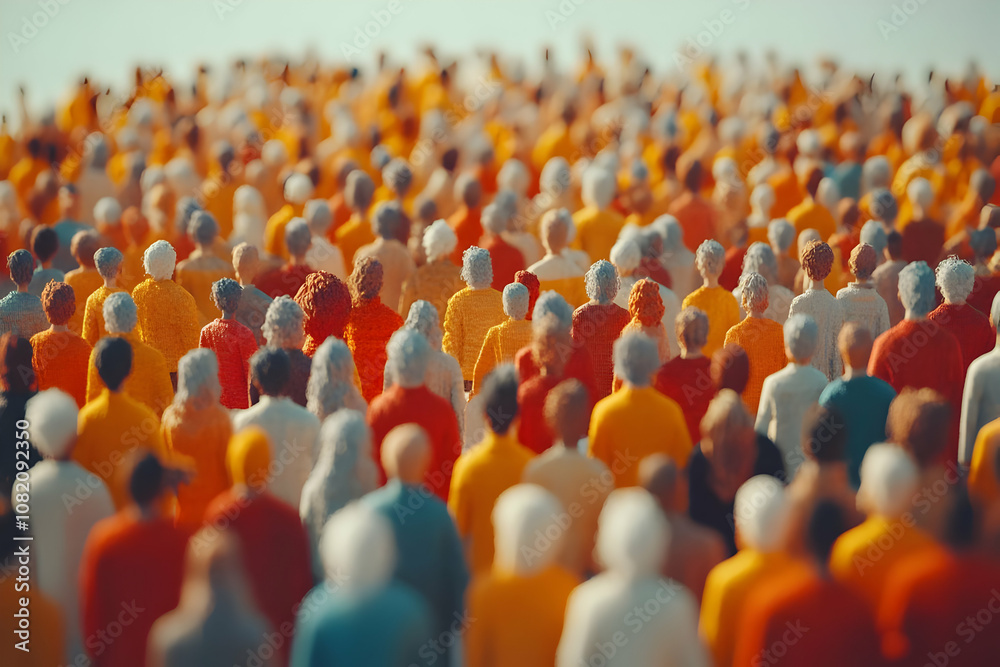 Obraz premium 3D Illustration Crowd People Community Group Society Population Team