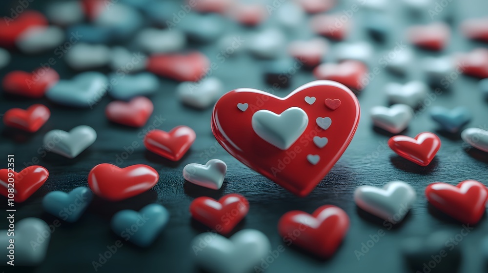 3d floating heart icon for social media background, Valentine Day theme. 3d rendering 3d floating heart icon for social media background, Valentine Day theme. 3d rendering