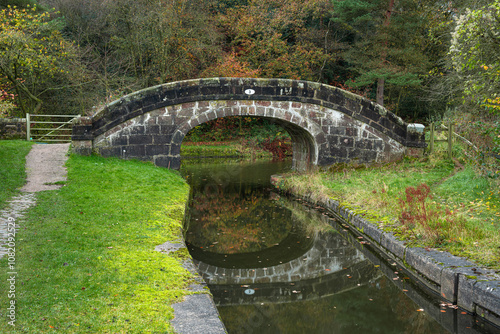 Bridge 3 of the Leek branch of the Caldon canal inland waterway near Denford. photo