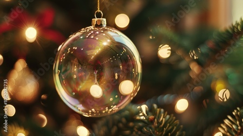 Wallpaper Mural A Christmas ornament hangs from a decorated tree Torontodigital.ca