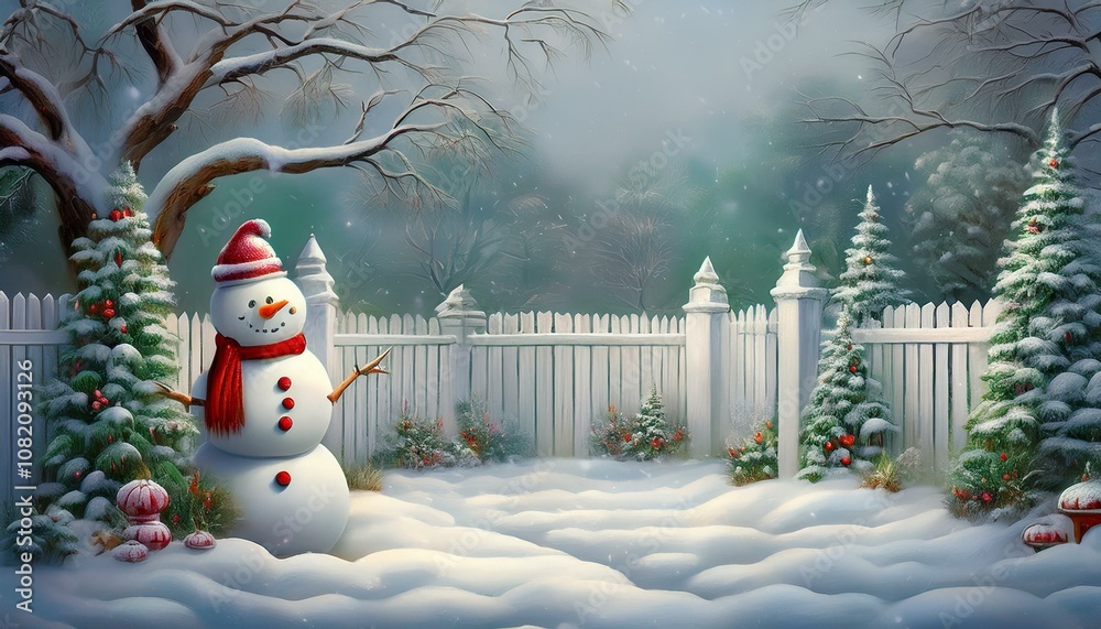 Obraz premium snowman in the garden