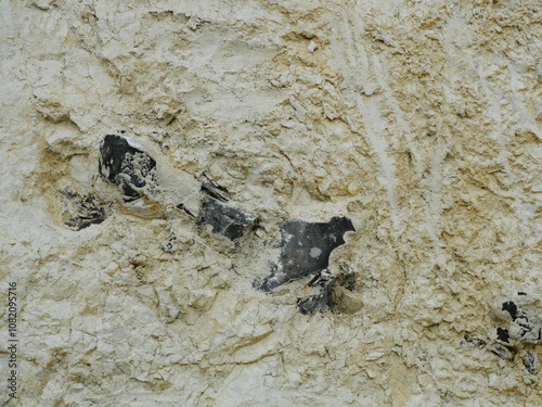 Chalk wall with flint ribbons - Chalk coast of Rügen with its characteristic flint bands is evidence of geological history photo