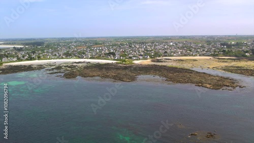 Wallpaper Mural Aerial view of Brittany’s coastline near Brest, showcasing rocky shores, sandy beaches, and a coastal village. Ideal for travel and tourism, emphasizing Brittany’s unique seascape and scenic views. Torontodigital.ca