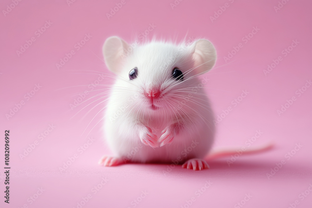 Cute mouse on a pink background. A charming pet. Cute mouse on a pink background. A charming pet.
