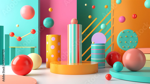 3D Geometric Podium for Product Display 