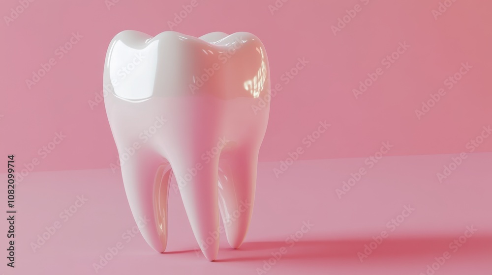 Glossy White Tooth Model on Pink Background for Dental Care and Oral Health Promotions in Medical and Educational Use Spaces Glossy White Tooth Model on Pink Background for Dental Care and Oral Health Promotions in Medical and Educational Use Spaces