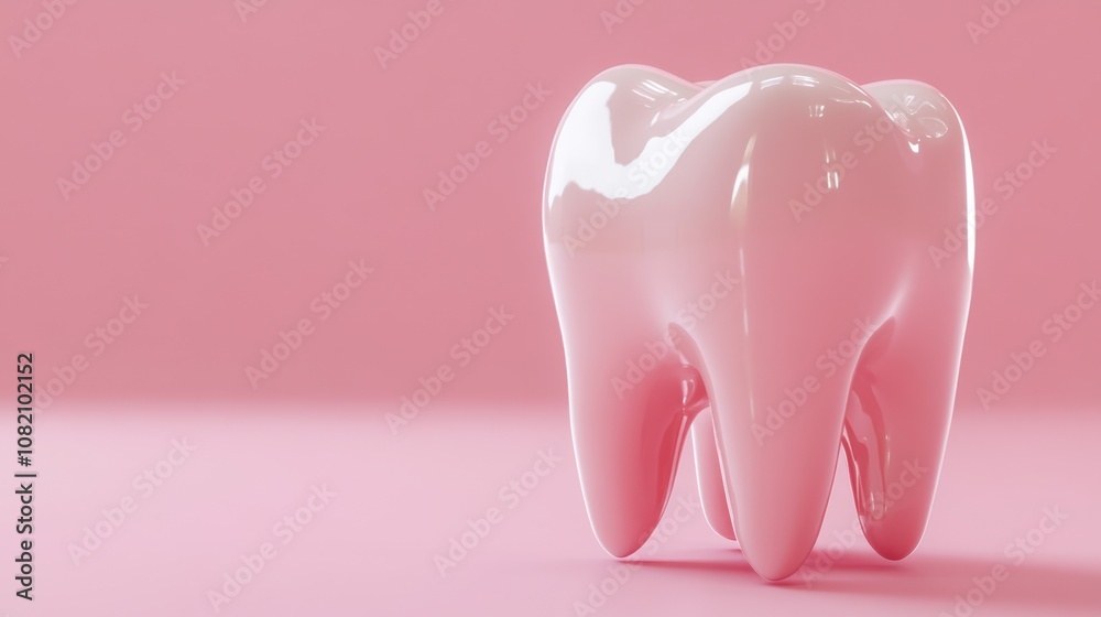 Glossy Pink Tooth on Soft Pink Background, Ideal for Dental Hygiene Themes, Oral Health Promotions, Pediatric Dentistry, and Child-Friendly Dental Products Glossy Pink Tooth on Soft Pink Background, Ideal for Dental Hygiene Themes, Oral Health Promotions, Pediatric Dentistry, and Child-Friendly Dental Products