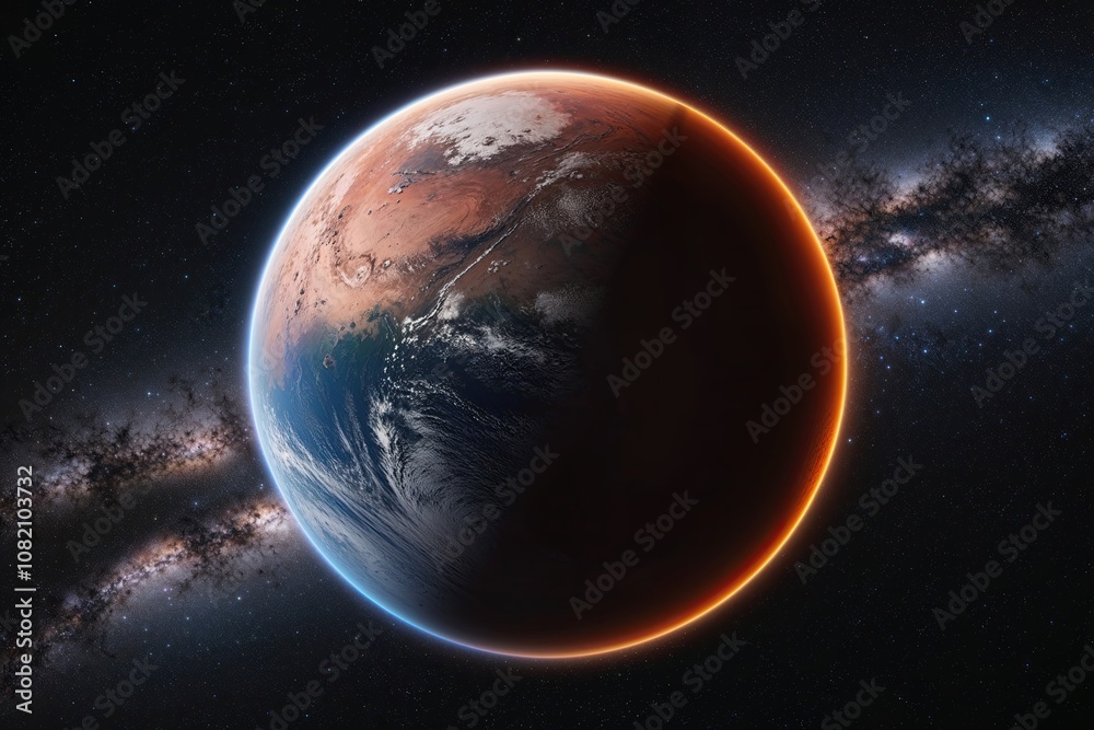 Fototapeta premium Mars Planet Isolated Cutout in 3D Space Sphere Visualization