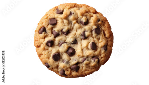 chocolate chip cookie isolated on transparent background cutout