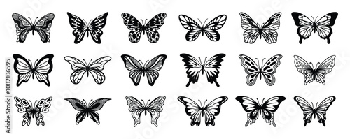 Butterfly line doodle hand drawn art. Outline simple minimal butterfly line tattoo icon logotype