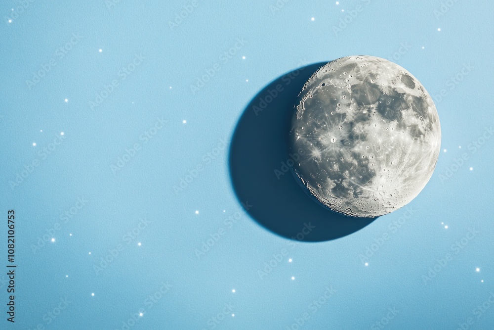 Obraz premium A full moon shining bright in a clear blue sky, great for astronomy or nature scenes