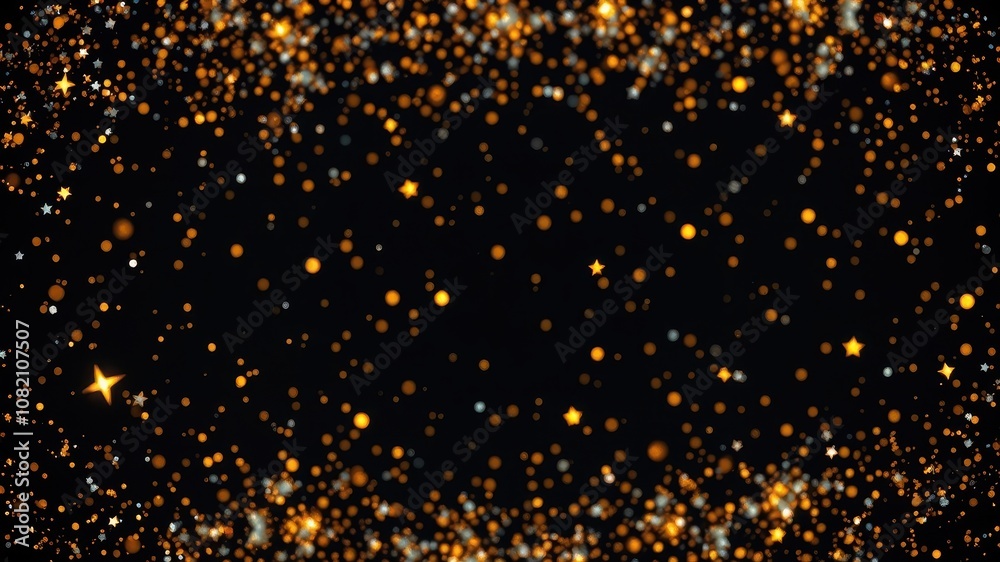 Abstract Background with Shimmering Gold and Silver Stars on a Black Canvas Abstract Background with Shimmering Gold and Silver Stars on a Black Canvas