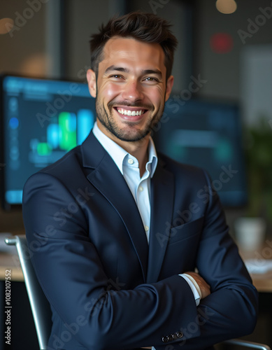 neat-looking business person with neat hands using a computer corporate neat computer technology realistic detailed